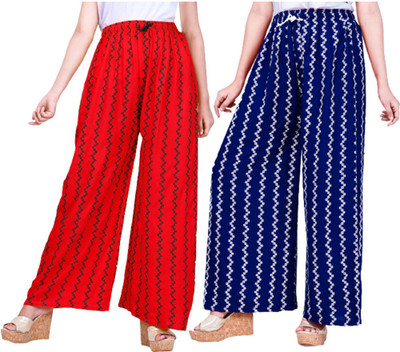 nisa art fashion Relaxed Women Blue, Red Trousers