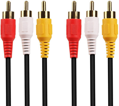 Mak World  TV-out Cable 3 RCA Male to Male 3 RCA Audio Video AV Cable for TV LC LED Home Theater DVD(Multicolor, For DVD)
