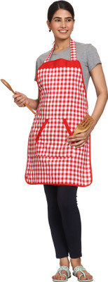JMI Cotton Chef's Apron - Free Size(Red, White, Single Piece)