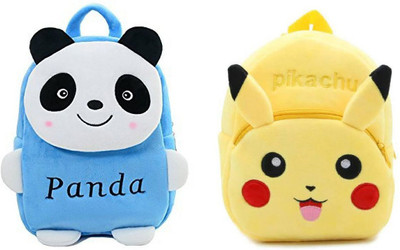 AMANVANI BM-Latch_combo of 2 yellow pikachu, blue panda_1480 12 L Backpack(Multicolor)