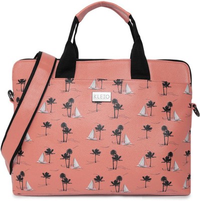 KLEIO Unsiex Printed Vegan Leather Laptop Handbag For Women / Men Pink Waterproof Messenger Bag(Pink, 6 L)