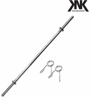 KNK 4 FT Straight Bar (19mm) for Biceps & Bench Press Exercises with Spring lock Weight Lifting Bar