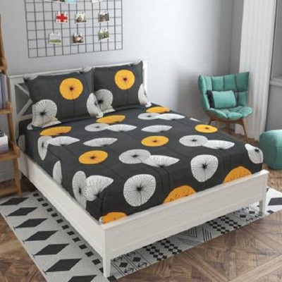 CECARO 160 TC Microfiber Double Printed Flat Bedsheet(Pack of 1, Grey)