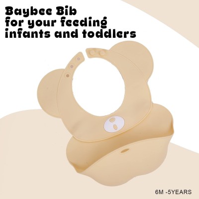baybee Silicone Baby Bib, BPA Free Soft, Durable & Adjustable Food Grade Bibs for Baby Feeding, Waterproof Feeding Apron for Babies Boys & Girls(Yellow)