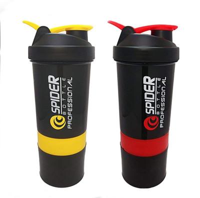 KNL 500 ml Plastic Shaker(Pack of 2, Black)