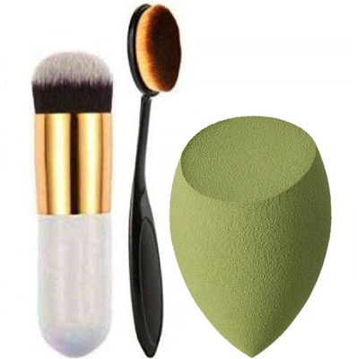 adbeni Beauty Smear Combo With Oval Foundation Brush, Small Size Multi-Usage Face Brush & Blender, Multicolor, Pack of 3