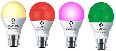 rino 9 W Basic Round B22 LED Bulb(Multicolor, Pack of 3)