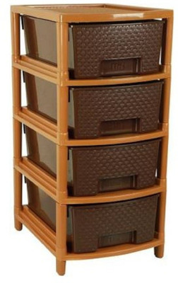 AMAZE ACTIONWARE Multipurpose Using ( File / Paper Storage Etc.. ) 4 Layer Drawer Plastic Free Standing Cabinet(Finish Color - Brown, DIY(Do-It-Yourself))
