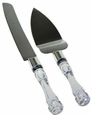 ZEKARO Stainless Steel Cake Serving Set - 1 PC Cake Cutting Knife + 1 PC Cake Server Cake DÃ©cor with Crystal Handles for Weddings, Birthdays, Cakes, Gifts (Set of 2 PC) Stainless Steel Cake Server(Silver, Pack of 2)