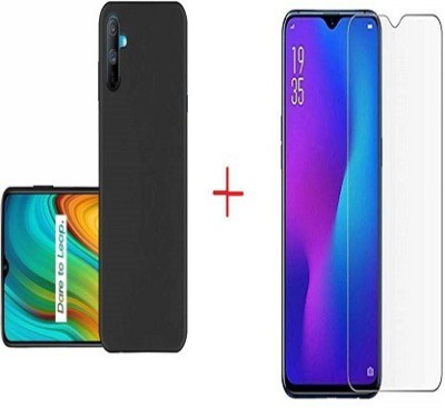 INT Back Cover for realme c3 back cover & tempered glass(Black, Transparent, Shock Proof, Pack of: 1)