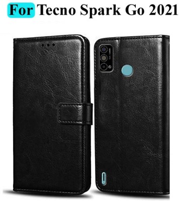 Mashgul Wallet Case Cover for Tecno Spark Go 2021(Black, Shock Proof, Pack of: 1)
