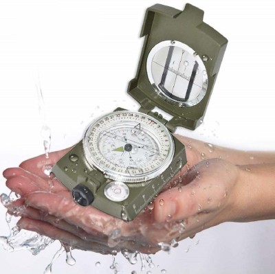 play run ™Military Army Metal Sighting Compass With Pouch Waterproof Compass(Green)