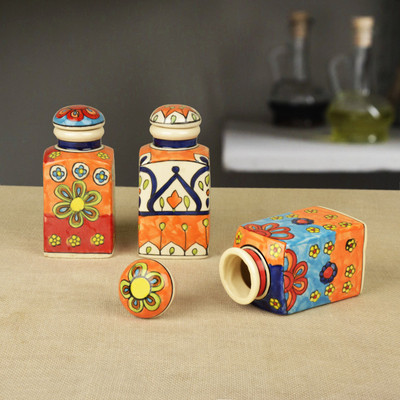 StyleMyWay Ceramic Utility Container  - 250 ml(Pack of 3, Multicolor)
