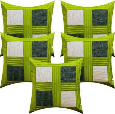 AG Creations Checkered Cushions Cover(Pack of 5, 40 cm*40 cm, Green)
