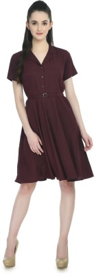 Rudraaksha Women A-line Maroon Dress