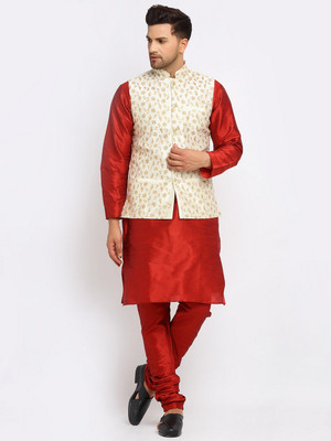 kraft india Men Kurta Churidar Ethnic Jacket Set