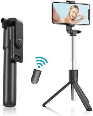 CRATIX Wireless Mini Live Broadcast Extendable Bluetooth Selfie Stick Cum Tripod for All Smartphones Tripod(Black, Supports Up to 350 g)