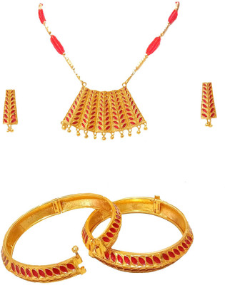 balaji gold Copper Gold-plated Red Jewellery Set(Pack of 1)