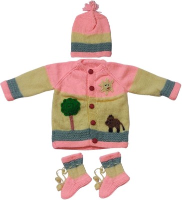 Cute Collection Baby Boys & Baby Girls Casual Sweater Bootie, Cap(Multicolor)