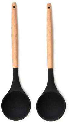 Flipkart SmartBuy Wooden Ladle 2pcs BLACK Non-Stick Spatula(Pack of 2)