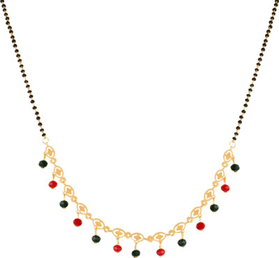 Kanak Jewels latest collection Necklace Pendant Tanmaniya Black Bead Chain For Woman and Girls designer Brass Alloy Traditional Meenakari Maharashtrian Stylish Wati for women gold plated mangalsutra KJMS50 Brass Mangalsutra