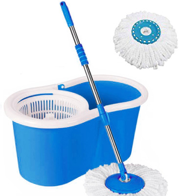 V-MOP Classic Magic Spin Bucket Mop Only 1 Refill Wet & Dry Mop(Blue)
