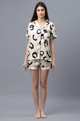 PRETTY LOVING THING Women Printed Beige Top & Shorts Set
