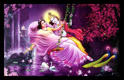 Paintings VIlla Radha Krishna Wall Paintings Digital Reprint 12 inch x 18 inch Painting