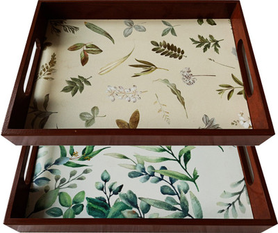Angira handicrafts Wooden Tray Tray(Pack of 2, Microwave Safe)