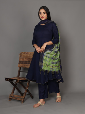 Sitaram Designer Solid Kurta, Palazzo & Dupatta Set