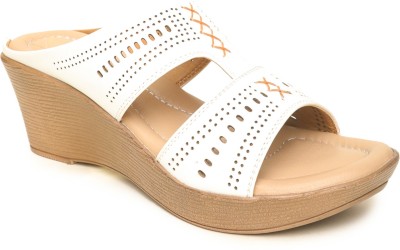 VALIOSAA Women Wedges(White , 4)