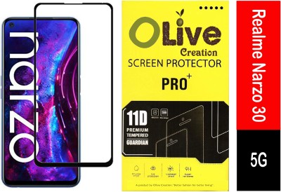 Olive Edge To Edge Tempered Glass for realme Narzo 30 5G(Pack of 1)