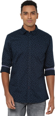 deals ALLEN SOLLY Geometric Print Roll-Up Sleeve Shirt | Allen Solly Boys Geometric Print Casual Blue Shirt