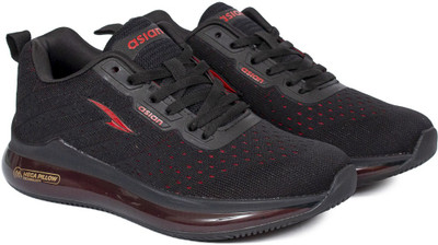 ASIAN Missile-01 black Running Shoes for Men I Sport Shoes for Boys with Transparent Sole Technology | Crystal look cushion eva midsole for Extra Jump I Memory Foam Insole Running Shoes For Men(Black, Red)