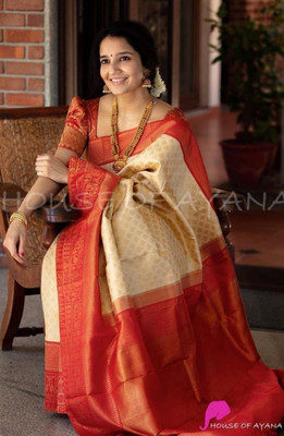 MJ TRENDZ Jacquard Self Design Blouse Material