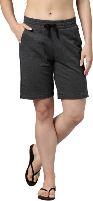 Enamor Solid Women Grey Bermuda Shorts