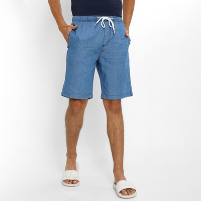 Ajile By Pantaloons Solid Men Blue Basic Shorts