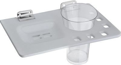 Rab 2 in 1 Soap Dish with Glass Holder(White)