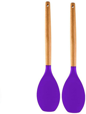 P-PLUS INTERNATIONAL PPLUS_WOOD_SPTL A_PURPLE_2 Mixing Spatula(Pack of 2)