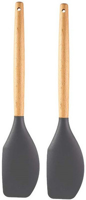 P-PLUS INTERNATIONAL PPLUS_WOOD_SPTL B_GREY_2 Mixing Spatula(Pack of 2)