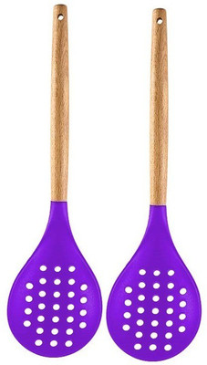 P-PLUS INTERNATIONAL PPLUS_WOOD_SKIMMER_PURPLE_2 Mixing Spatula(Pack of 2)