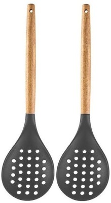 P-PLUS INTERNATIONAL PPLUS_WOOD_SKIMMER_GREY_2 Mixing Spatula(Pack of 2)