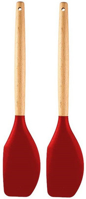 P-PLUS INTERNATIONAL PPLUS_WOOD_SPTL B_RED_2 Mixing Spatula(Pack of 2)