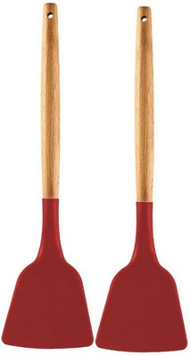P-PLUS INTERNATIONAL PPLUS_WOOD_SPATULA_RED_2 Mixing Spatula(Pack of 2)