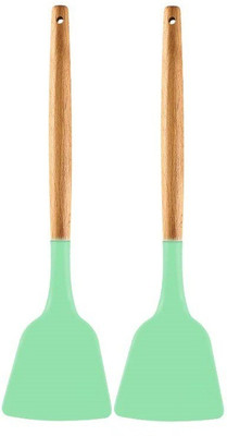 P-PLUS INTERNATIONAL PPLUS_WOOD_SPATULA_GREEN_2 Mixing Spatula(Pack of 2)