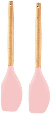 P-PLUS INTERNATIONAL PPLUS_WOOD_SPTL B_PINK_2 Mixing Spatula(Pack of 2)