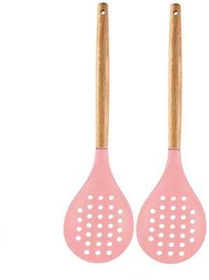 P-PLUS INTERNATIONAL PPLUS_WOOD_SKIMMER_PINK_2 Mixing Spatula(Pack of 2)