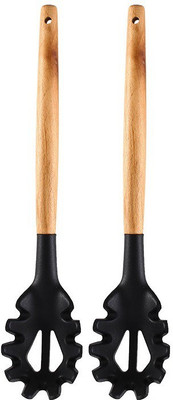 P-PLUS INTERNATIONAL PPLUS_WOOD_PASTA_BLACK_2 Lifting Spatula(Pack of 2)