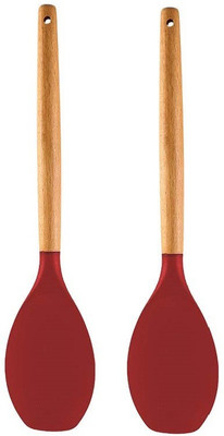 P-PLUS INTERNATIONAL PPLUS_WOOD_SPTL A_RED_2 Mixing Spatula(Pack of 2)