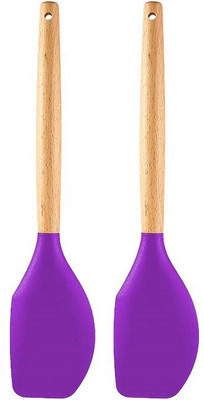 P-PLUS INTERNATIONAL PPLUS_WOOD_SPTL B_PURPLE_2 Mixing Spatula(Pack of 2)